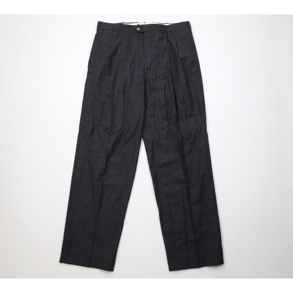 Vtg 70s Streetwear Mens 36x32 Distressed Heavy Wool Wide Leg Chino Pants Gray
